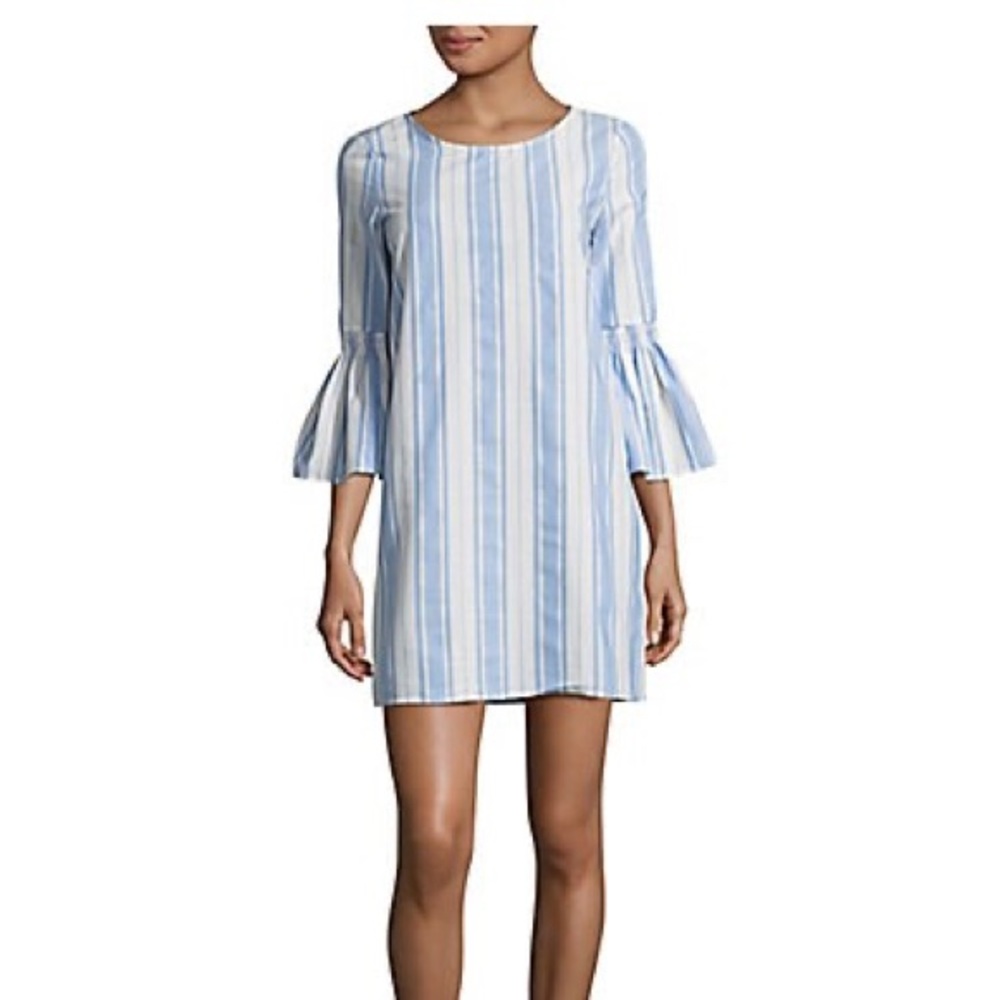 NWT Design Lab Cotton Stripe Bell Slv Shift Dress